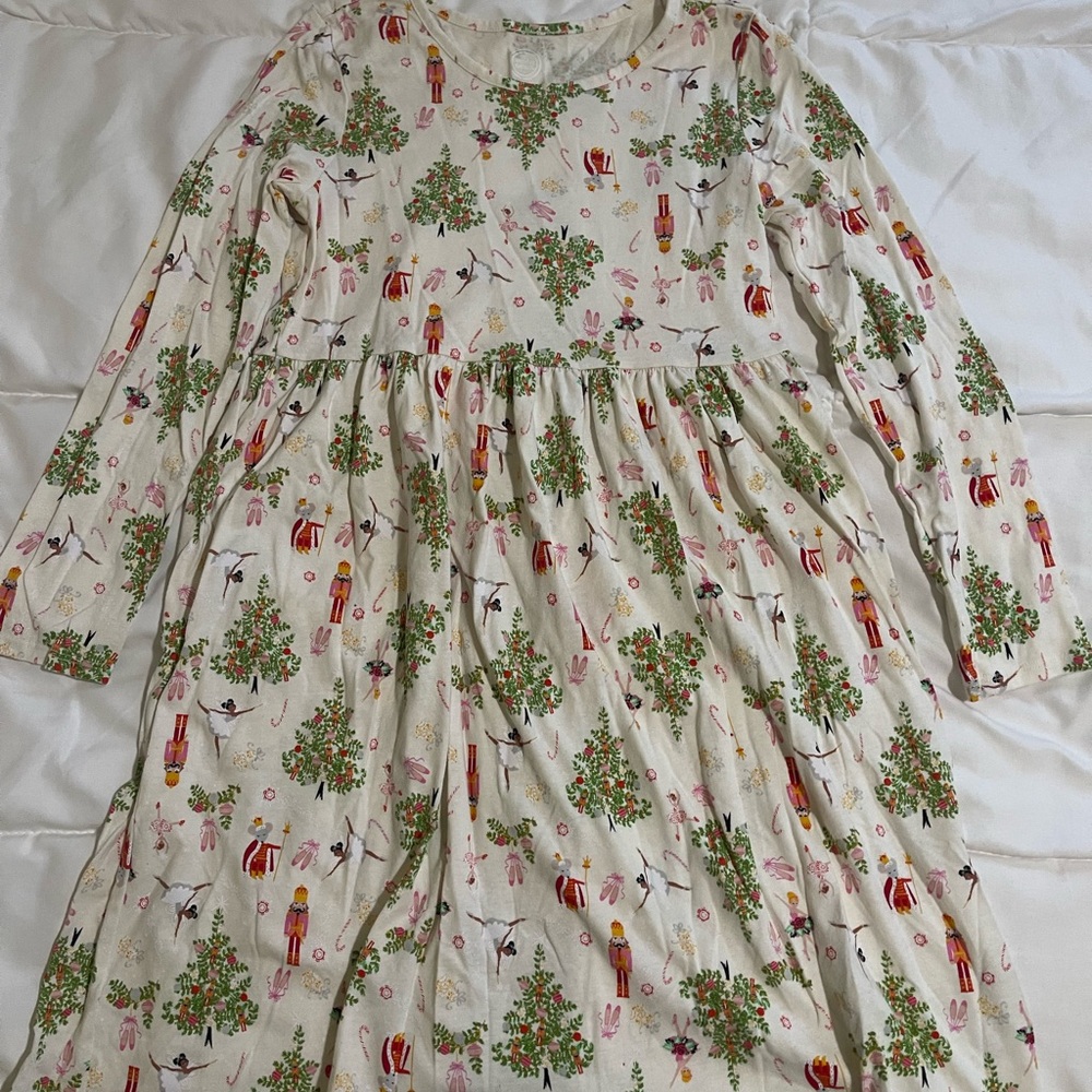 Wonder Nation Holiday Print Dress - White and Pink